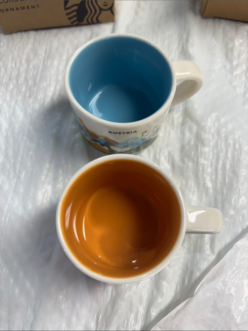 Starbucks Austria & Germany Espresso Mugs - Blue Interior & Orange Interior - Picture 10 of 10